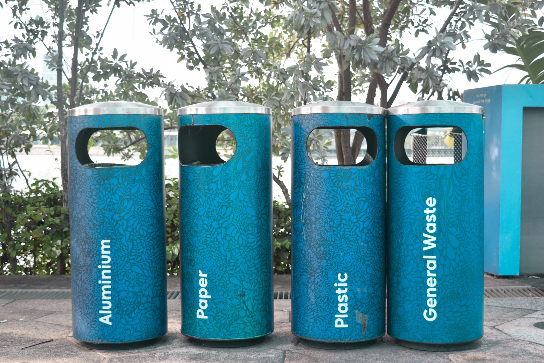 Separated recycling bins